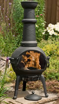 56016LB Sierra Black Large Cast Iron Chimenea Fireplace with Grill