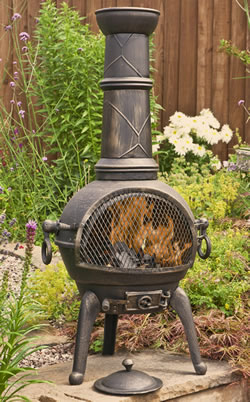 Sierra Bronze Large Cast Iron Chimenea with Grill by La Hacienda