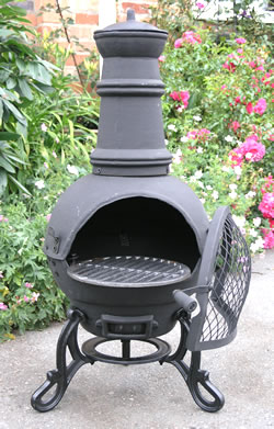 Small Black Toledo Cast Iron Chimenea Fireplace with BBQ Grill