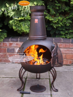 Steel & Cast Iron Chimena Fireplace with BBQ Grill