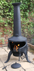 Tia Black Steel Chimenea with Grill by Gardeco