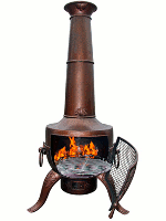Bronze Effect Finish Steel Chimenea with Grill by Gardeco
