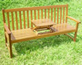 Hardwood 2-3 Seater Bench with Pop Up Table