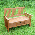 Hardwood 3 Seater Garden Bench With Drawers