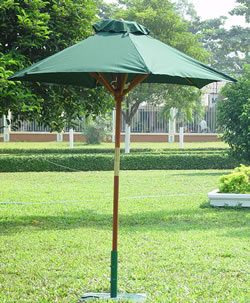 Hardwood Green Garden Parasol with Crank - 1.8m