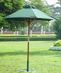 Hardwood Green Garden Parasol with Crank - 1.8m
