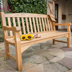 Small Image of Heritage Oak 5ft Garden Bench - 3 Seater