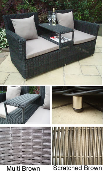 Rattan 2 Seater Convention Garden Bench