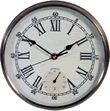 Weather Eye Bronze Plated 9 Inch Clock Thermometer