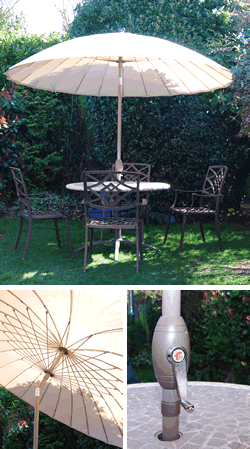Beige Shanghai Parasol with Crank - 9ft