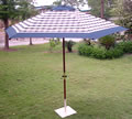 Blue Check Hardwood Garden Parasol with Crank - 2.75m