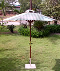 Green Check Hardwood Garden Parasol - 1.8m
