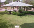 Green Check Hardwood Garden Parasol with Crank - 3m