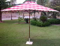 Red Check Hardwood Garden Parasol Umbrella - 3x2m