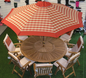 Terracotta Check Hardwood Garden Parasol with Crank - 2.75m