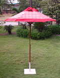 Terracotta Check  Hardwood Garden Parasol - 1.8m