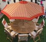 Terracotta Check Hardwood Garden Parasol with Crank - 2.75m