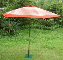 Terracotta Check Hardwood Garden Parasol with Crank - 3m