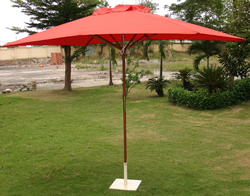 Terracotta Hardwood Garden Parasol Umbrella - 3x2m