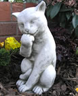 Licking Paw Stone Cat Garden Ornament Statue