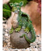 Garden Dragon Ornament - Baby Green Dragon On Ball