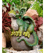 Garden Dragon Ornament - Magic Green Dragon On Ball