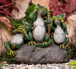 Garden Dragon Ornament - Say, Hear and See Nothing Green Dragons
