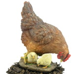 Pecking Hen and Chicks - Resin Garden Ornament