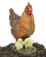 Hen with Chicks - Hen Family Resin Garden Ornament