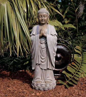 Image of Hands Together Buddha Resin Garden Ornament by Design Toscano