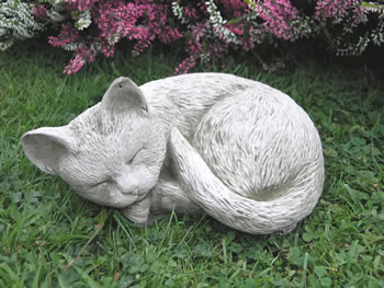 Image of Sleeping Cat Stone Garden Ornament - CT1