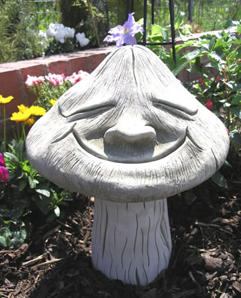 Image of Smiling Toadstool Stone Garden Ornament Statue