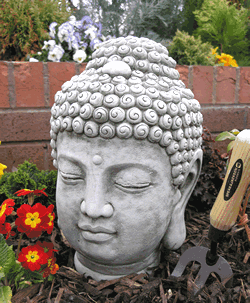 Medium Buddha Head Stone Garden Ornament