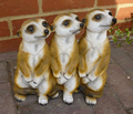 Set of 3 Meerkats Garden Ornament in Polyresin
