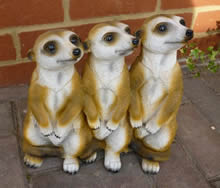 Set of 3 Meerkats Garden Ornament in Polyresin