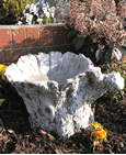 Rustic Log Stone Style Bird Bath Ornament