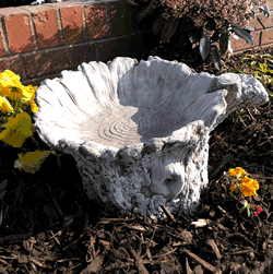 Rustic Log Stone Style Bird Bath Ornament