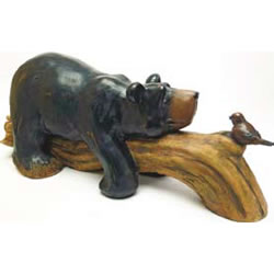 Small Image of Lazy Bear on a Log Resin Ornament
