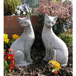 Small Image of Pair of Siamese Cats Garden Ornaments