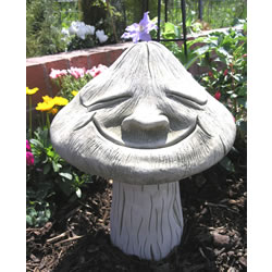Small Image of Smiling Toadstool Stone Garden Ornament Statue