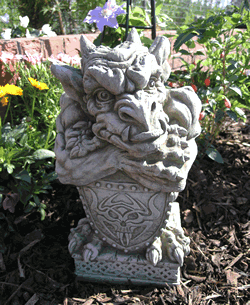 Shielded Gargoyle Stone Garden Ornament Statue