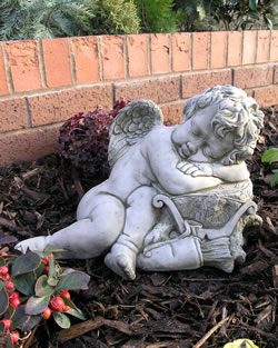 Sleeping Cupid Stone Garden Ornament Statue
