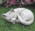 Sleeping Cat Stone Garden Ornament