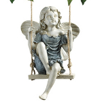 Summertime Fairy on a Swing Resin Garden Ornament