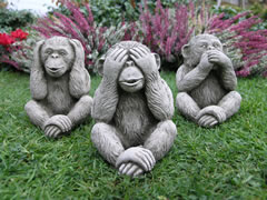 Three Monkeys Stone Garden Statue