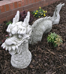 Three Piece Stone Dragon Garden Ornament Statue