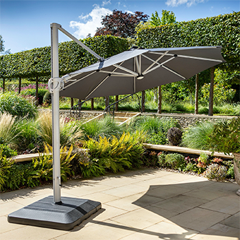 Image of Hartman Caribbean Round Cantilever Parasol with Solar Powered Lights - Dark Grey
