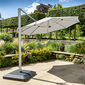 Image of Hartman Caribbean Round Cantilever Parasol with Solar Powered Lights - Natural