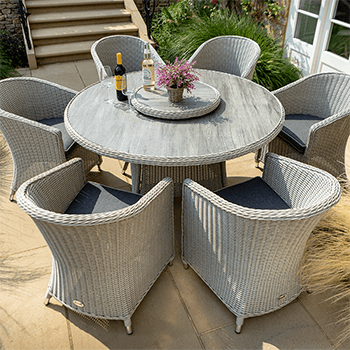 Image of Hartman Henley 6 Seat Round Set with Lazy Susan in Aspen/Slate