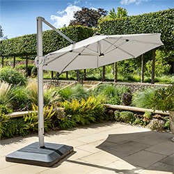 Small Image of Hartman Caribbean Round Cantilever Parasol with Solar Powered Lights - Natural